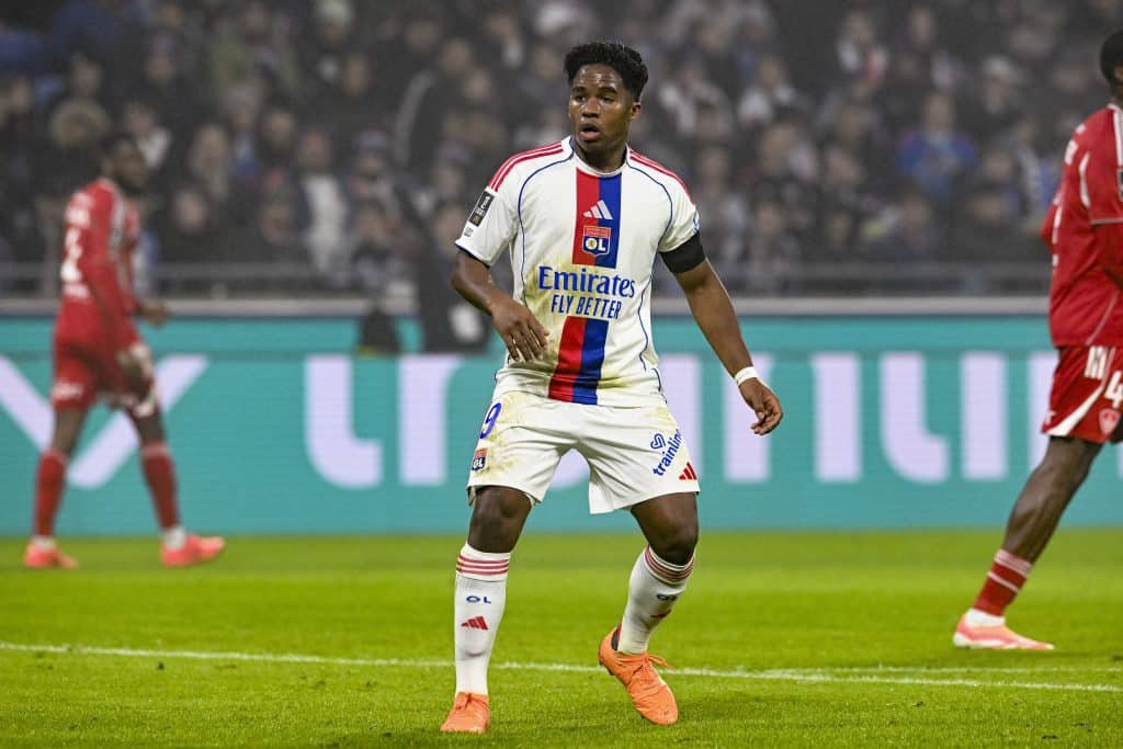 Endrick celebrating a goal for Lyon