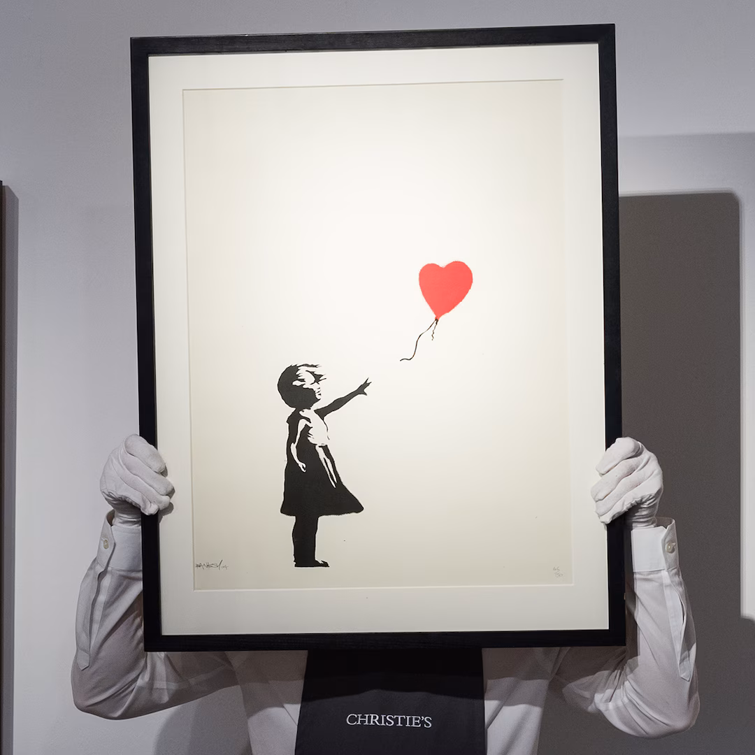 Banksy-aktig kunstverk med sjablong