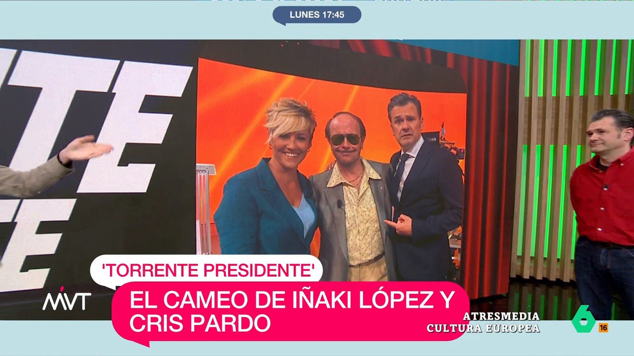 Cristina Pardo und Iñaki López während ihres Cameo-Auftritts in 'Torrente, presidente'