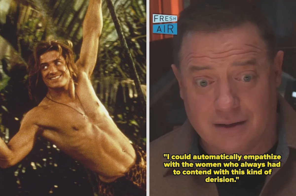 Brendan Fraser parece emocionado em um evento