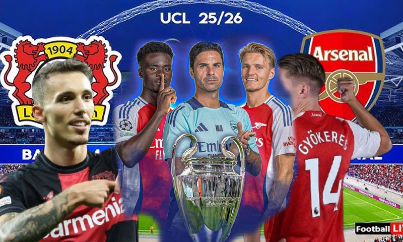 La squadra dell'Arsenal festeggia la vittoria in Champions League