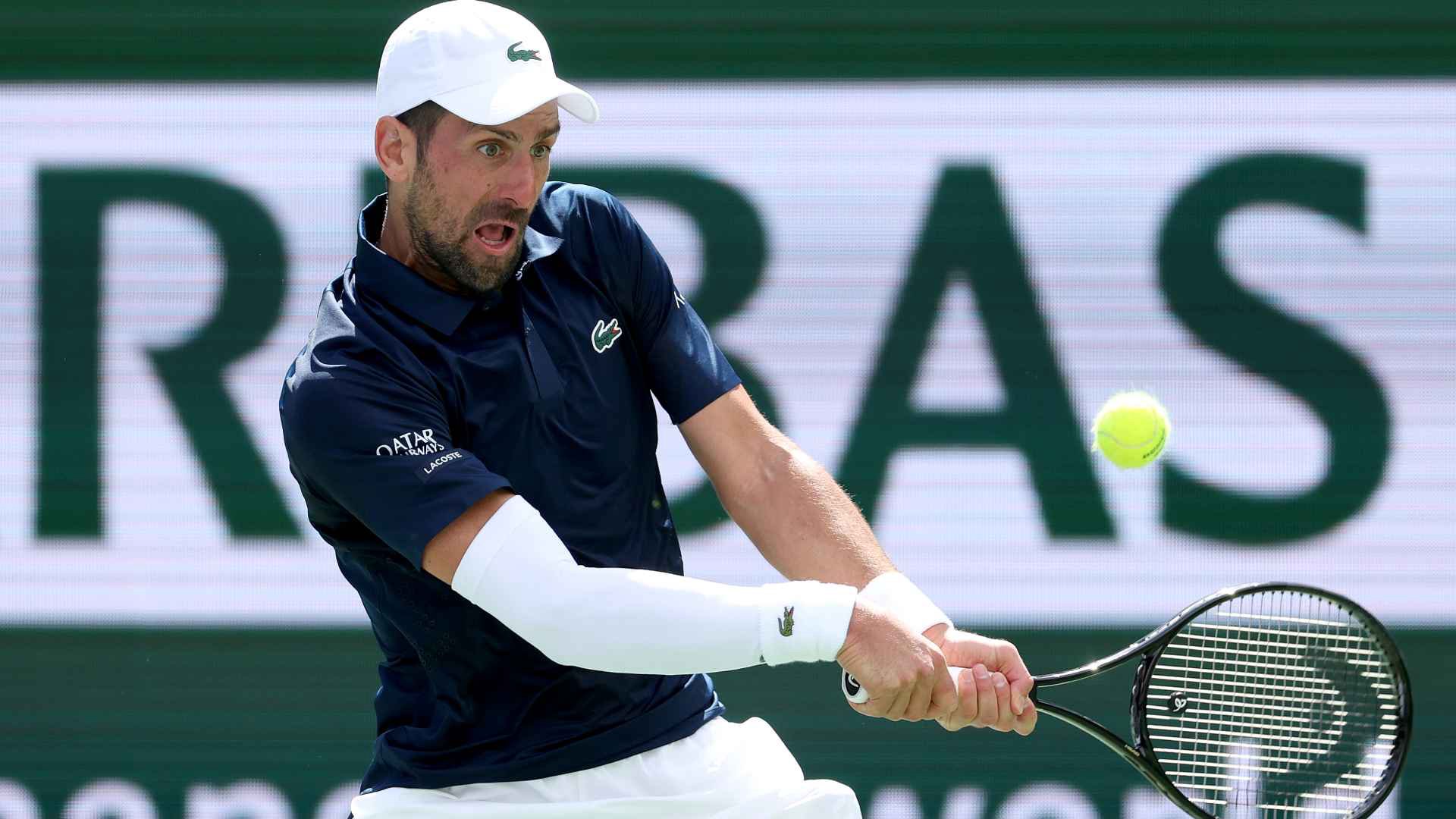 Novak Djokovic im Einsatz während seines Matches bei Indian Wells