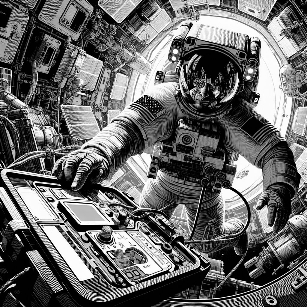 Astronaut in de ruimte met medische monitoring