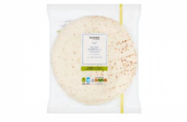 Embalagem do recall das tortillas Dunnes Stores