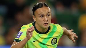 Amy Sayer in azione con le Matildas