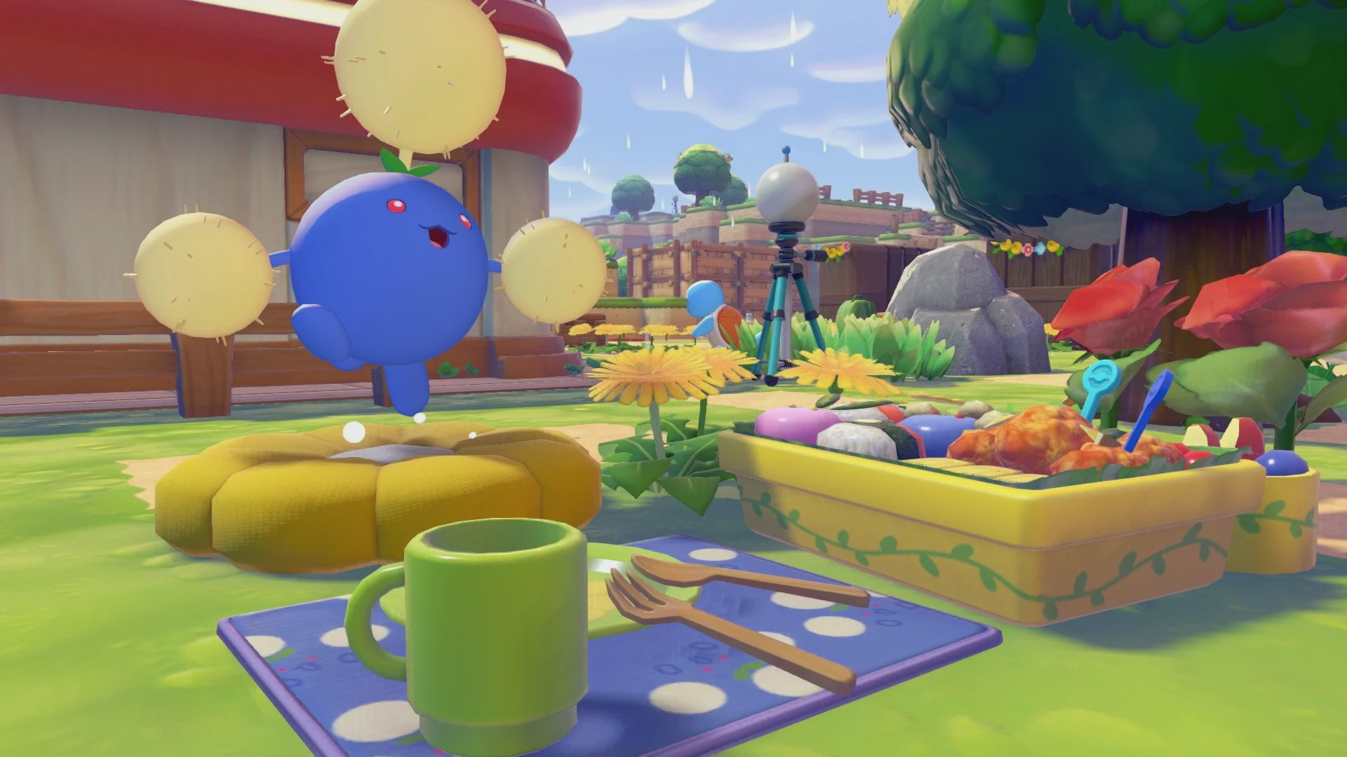 Jumpluff svævende i Pokémon Pokopia