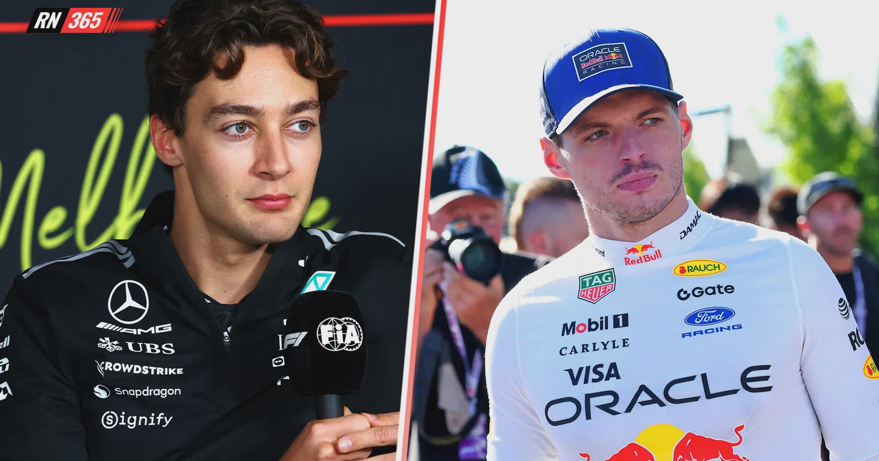 George Russell and Max Verstappen at the 2026 Australian Grand Prix