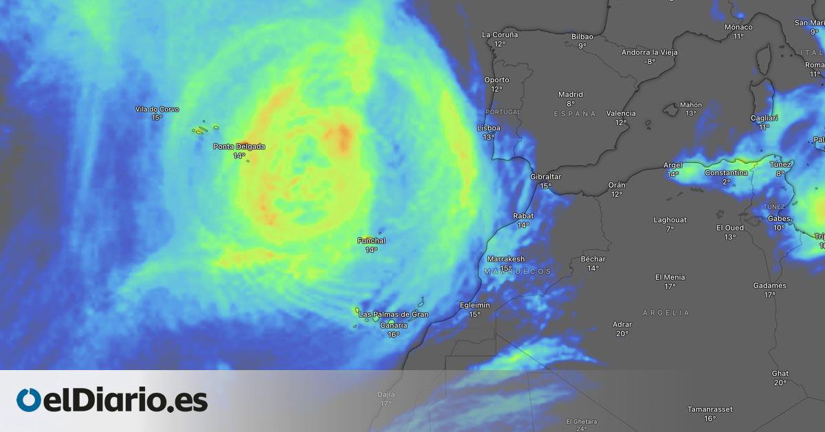 Satellite image of Storm Samuel approaching the Canary Islands