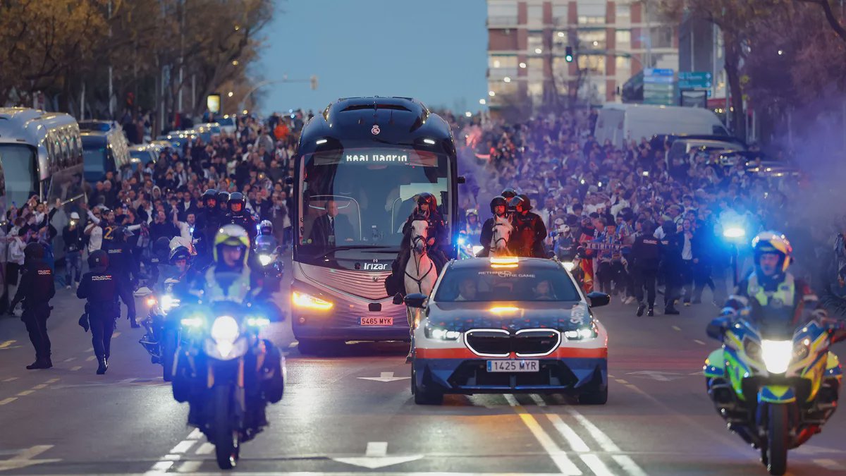 Ankunft von Real Madrid im Santiago Bernabéu