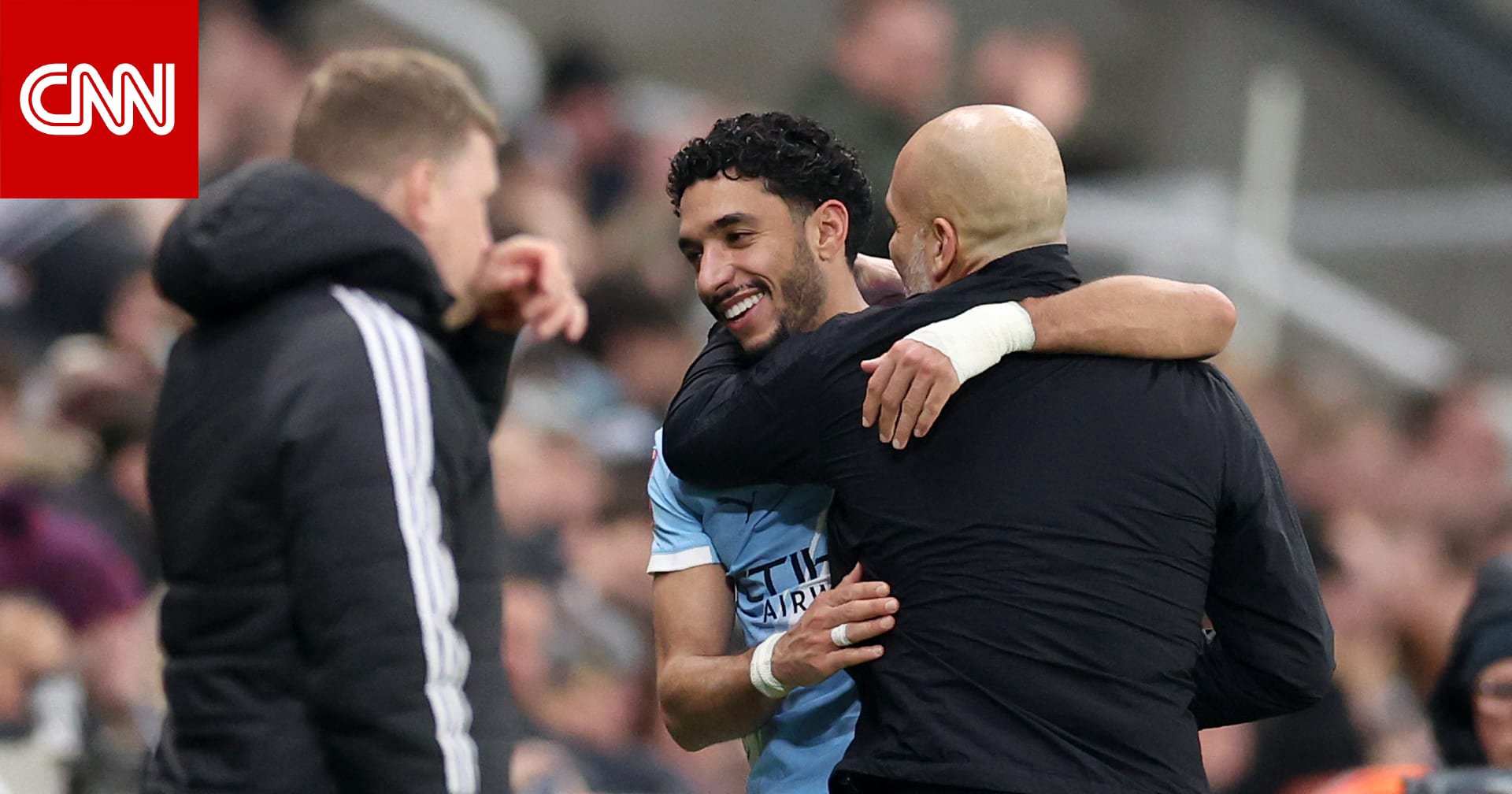 Omar Marmoush celebrates with Guardiola