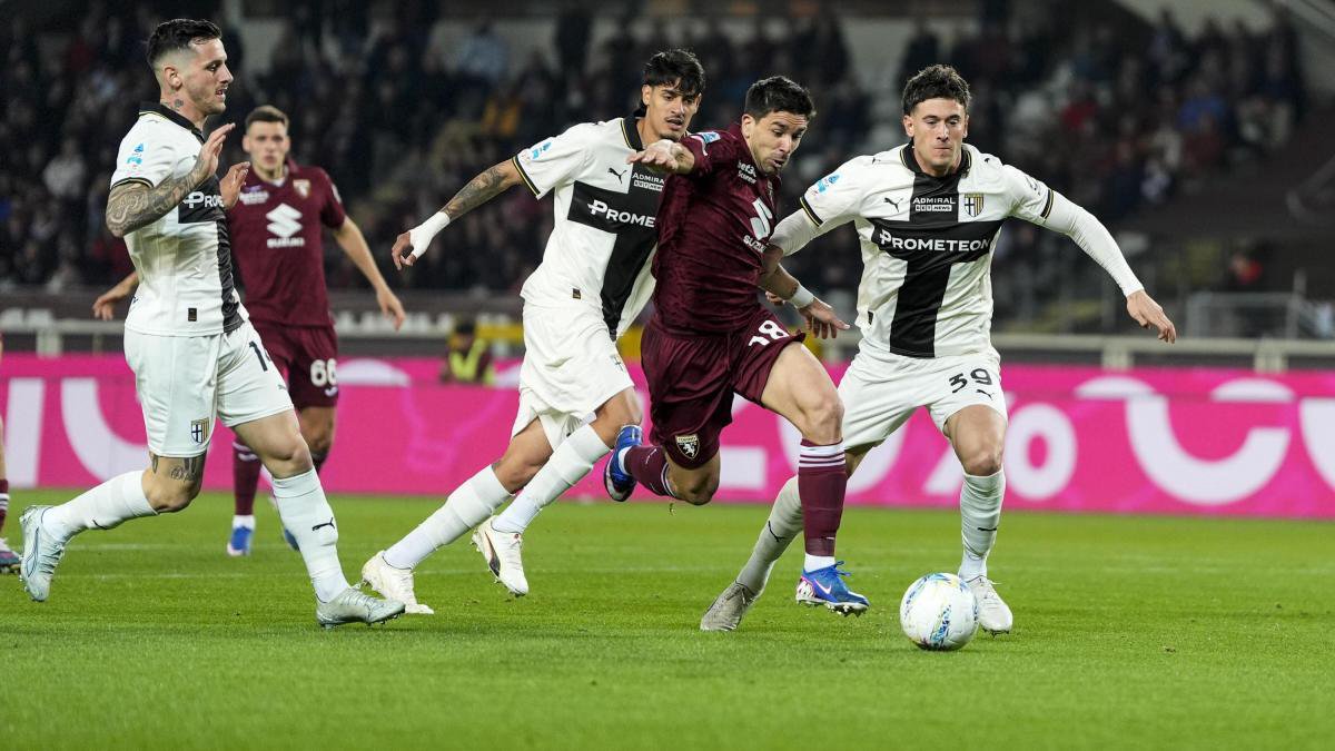 Simeone celebrates his goal in Torino-Parma