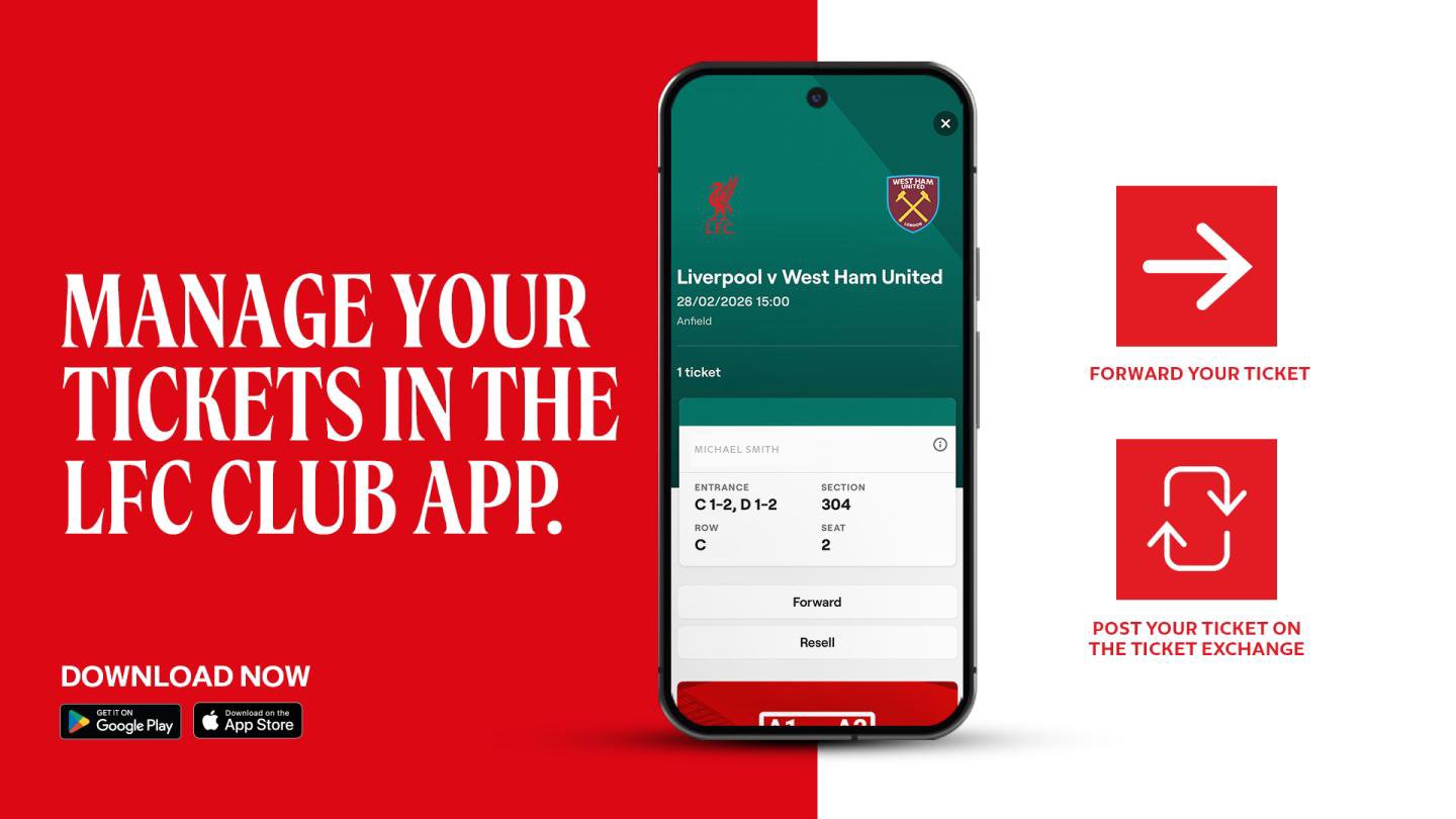 Liverpool FC's new ticketing system on the app